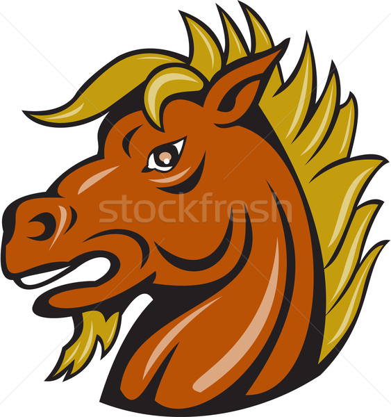 Angry Stallion Head Cartoon Stock photo © patrimonio