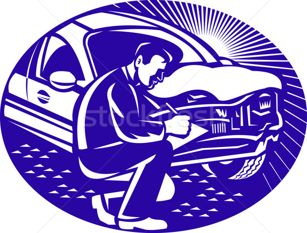 Foto stock: Auto · seguro · coche · colisión · ilustración · portapapeles