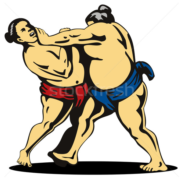 Japanisch Sumo kämpfen Illustration zwei isoliert Stock foto © patrimonio