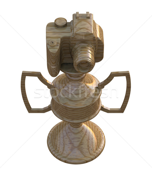 [[stock_photo]]: Or · dslr · caméra · trophée · tasse · isolé