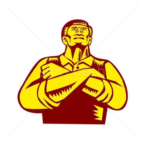 Businessman Arms Crossed Woodcut Stock photo © patrimonio