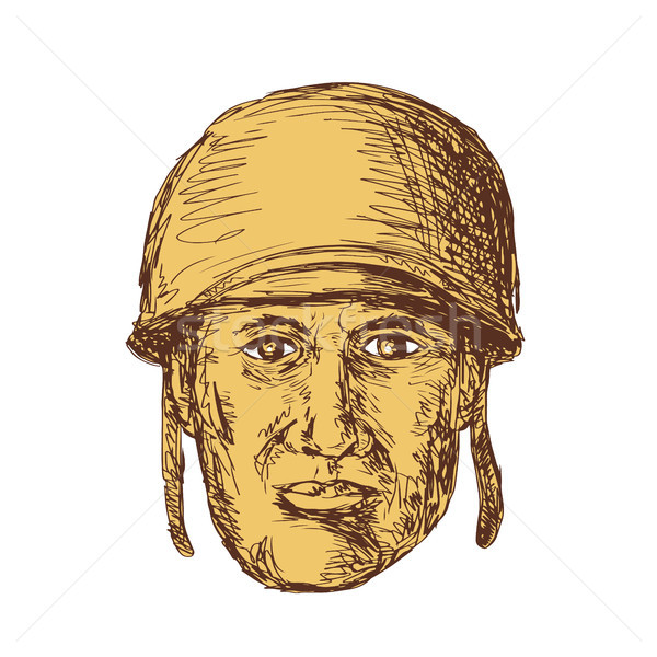 WW2 American Soldier Head Drawing Stock photo © patrimonio