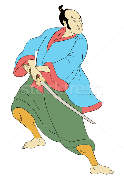 Samurai guerreiro espada posição ilustração Foto stock © patrimonio