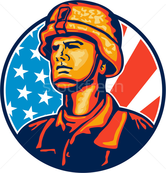 American Serviceman Soldier Flag Retro Stock photo © patrimonio