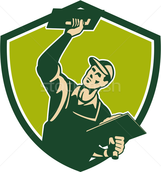 Plasterer Mason Worker Trowel Shield Retro Stock photo © patrimonio