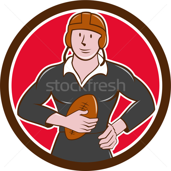 Vintage rugby gracz utrzymać piłka kółko Zdjęcia stock © patrimonio