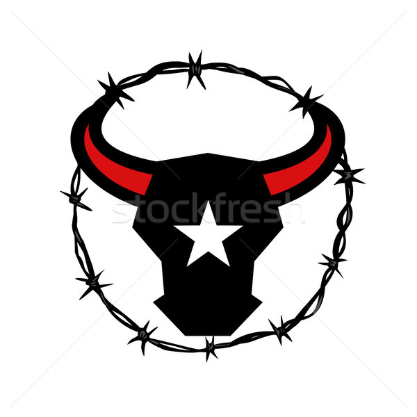 商業照片: 得克薩斯州 · 鐵絲網 · 圖標 · 風格 · 插圖 · 公牛