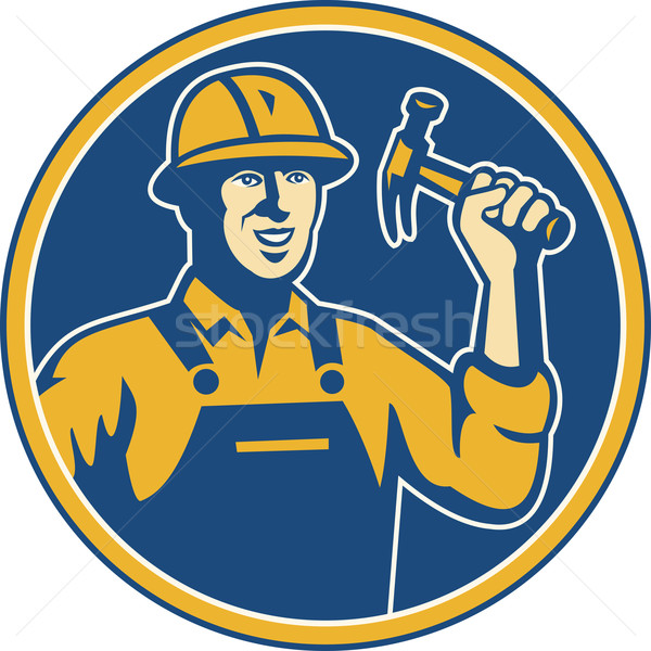 Construction Worker Carpenter Tradesman With Hammer Stock photo © patrimonio