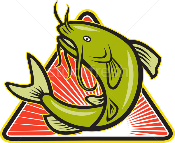 Catfish Fish Jumping Cartoon Stock photo © patrimonio