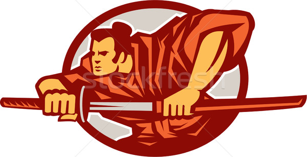 Samurai guerreiro desenho espada lado ilustração Foto stock © patrimonio