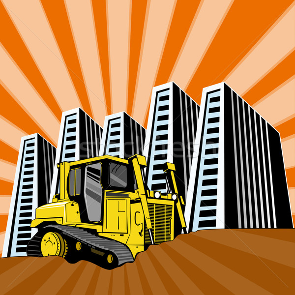 Mechanical Digger Excavator Retro Stock photo © patrimonio