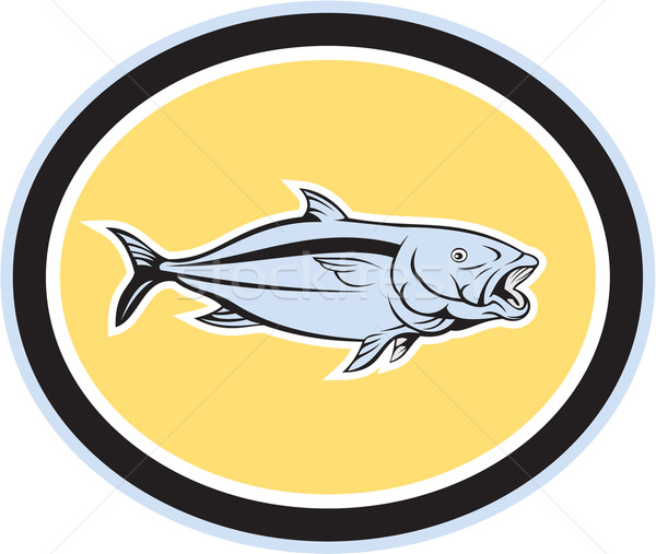 Kingfish Cartoon Oval Stock photo © patrimonio