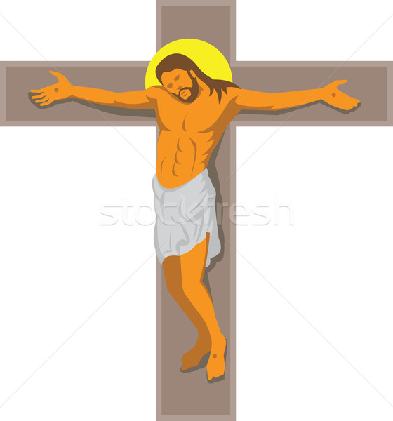 Zdjęcia stock: Jezusa · Chrystusa · krzyż · retro · ilustracja · wiszący