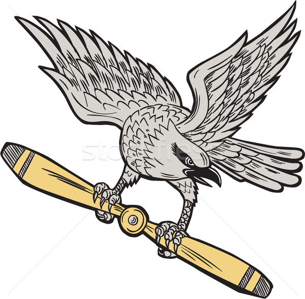 Shrike Clutching Propeller Blade Retro Stock photo © patrimonio