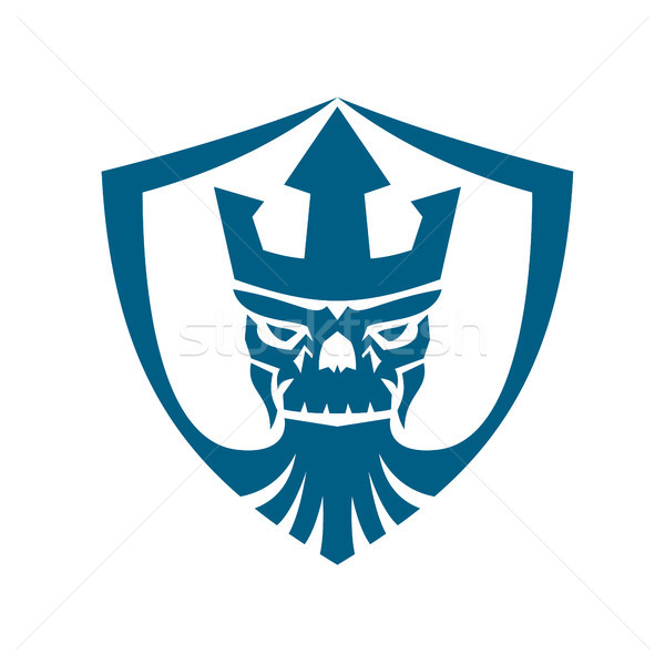 Neptune Skull Trident Crown Crest Icon Stock photo © patrimonio