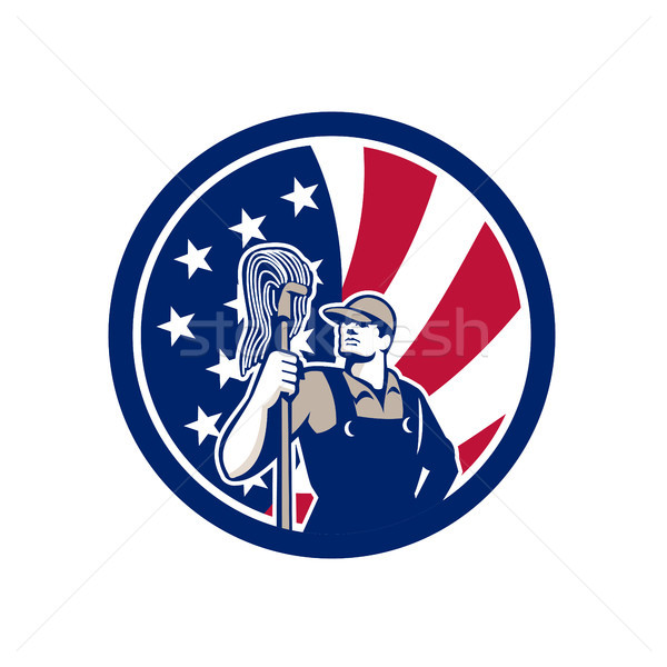 American Industrial Cleaner USA Flag Icon Stock photo © patrimonio