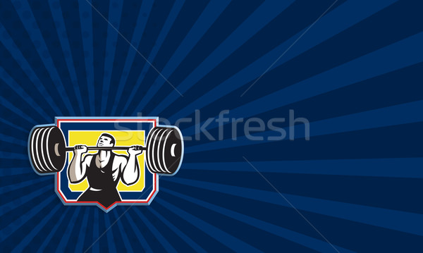 Weightlifter Lifting Heavy Barbell Retro Stock photo © patrimonio