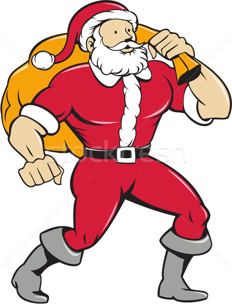 Super Santa Claus Carrying Sack Isolated Cartoon Stock photo © patrimonio