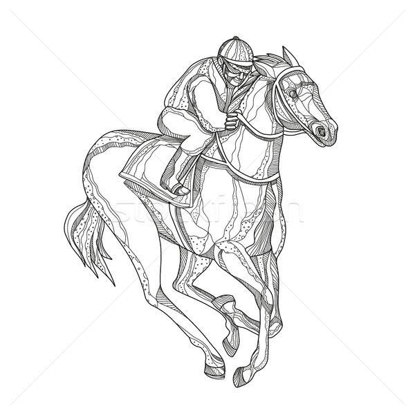 Corrida de cavalos jóquei rabisco arte ilustração Foto stock © patrimonio
