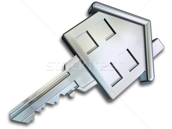 Foto stock: Casa · chave · ilustração · forma · segurança · trancar