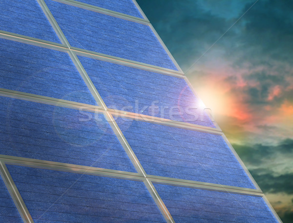 Solar panel array at twilight Stock photo © paulfleet