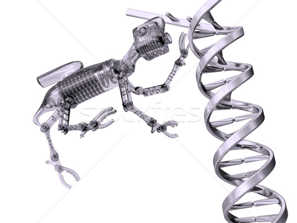 Genetikai módosítás illusztráció munkás gép kutatás Stock fotó © paulfleet