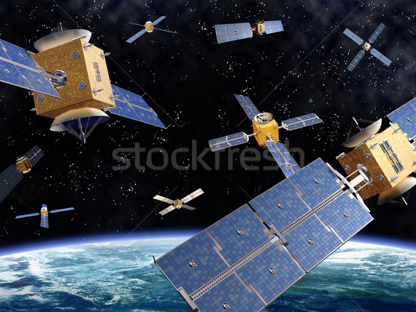 Zatłoczony przestrzeni ilustracja orbita około Zdjęcia stock © paulfleet