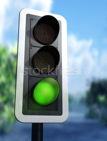 綠色 紅綠燈 插圖 街頭 運輸 商業照片 © paulfleet