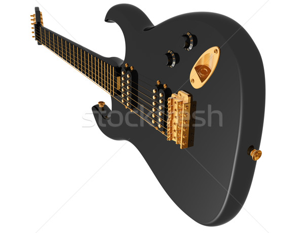 Preto guitarra elétrica isolado ilustração rocha ouro Foto stock © paulfleet