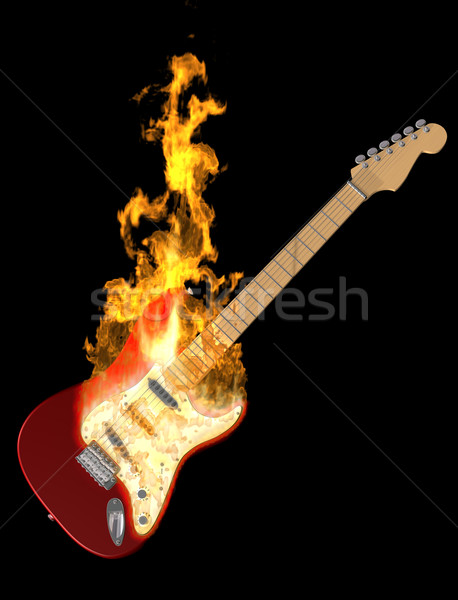音乐    岩 / illustration of an electric guitar on fire