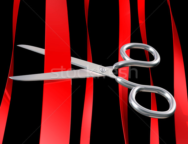 Stock photo: Cutting red tape
