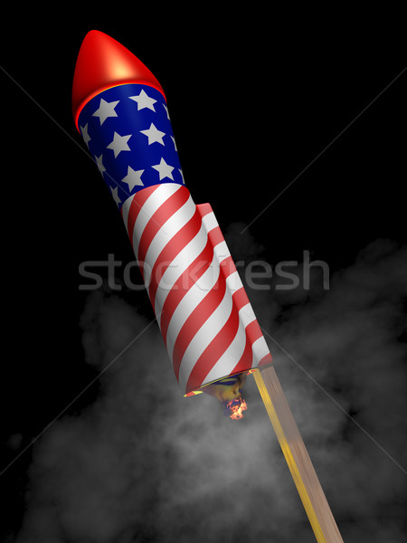 Rakéta USA tűzijáték kész füst csillagok Stock fotó © paulfleet