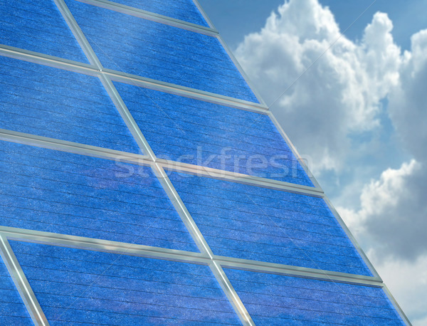 Solar panel array on a cloudy day Stock photo © paulfleet