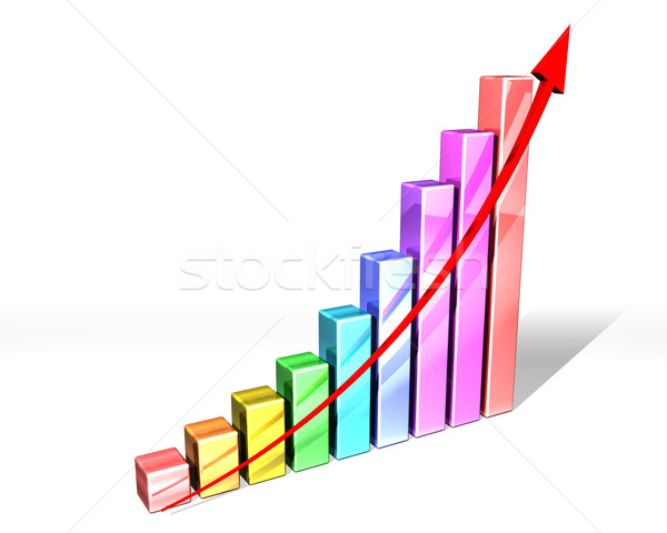 Stock fotó: Grafikon · nyíl · illusztráció · tarka · oszlopdiagram · erős