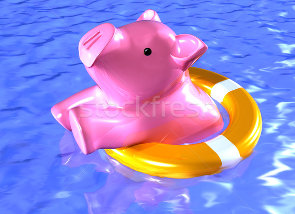 финансовых спасательные иллюстрация Piggy Bank деньги морем Сток-фото © paulfleet