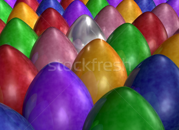 Leger gekleurde eieren illustratie groene Blauw regenboog Stockfoto © paulfleet