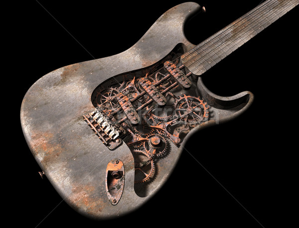 Stock photo: Grungy steam punk guitar