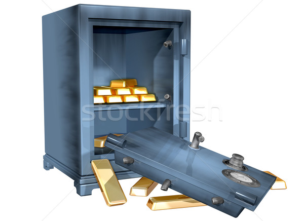Banco isolado ilustração seguro quebrado ouro Foto stock © paulfleet
