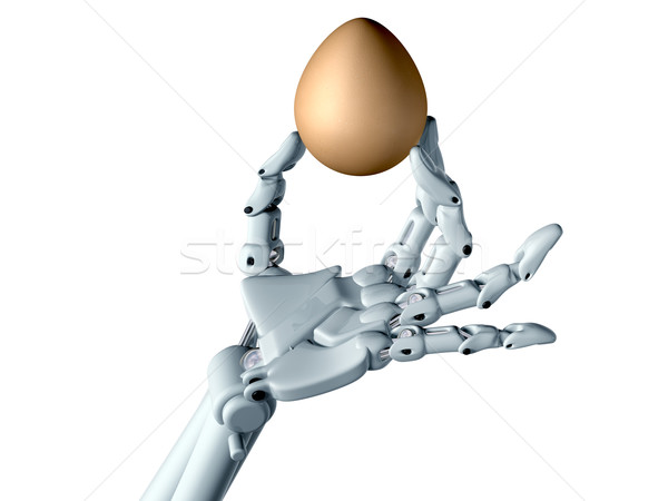 Stock foto: Roboter · Hand · halten · fragile · Ei · Essen