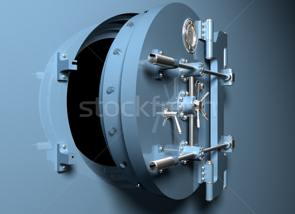 Bank agykoponya ajtó illusztráció fém biztonság Stock fotó © paulfleet