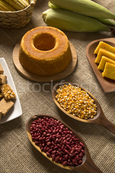 Mesa torta palomitas papa festival decoración Foto stock © paulovilela