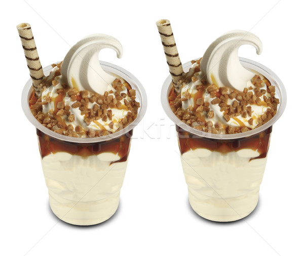サンデー アイスクリーム カップ 白 食品 ガラス ストックフォト © paulovilela