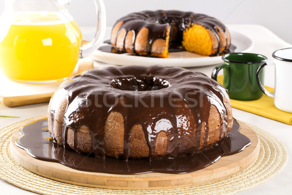 Foto stock: Bolo · de · cenoura · chocolate · fatia · tabela · textura · bolo