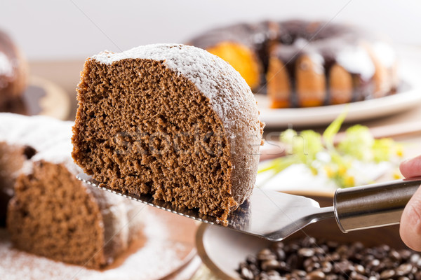 Schokoladenkuchen Tabelle Karottenkuchen Kuchen weiß Kochen Stock foto © paulovilela