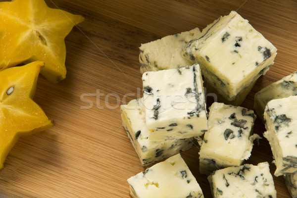 Queso azul delicioso alimentos fondo azul Foto stock © paulovilela