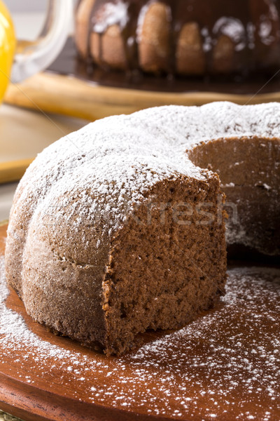 Schokoladenkuchen Tabelle Karottenkuchen Schokolade Kuchen Kochen Stock foto © paulovilela