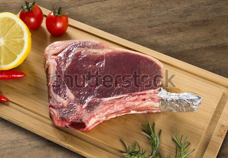 Rippen Bord Gemüse Essen Fleisch Stock foto © paulovilela