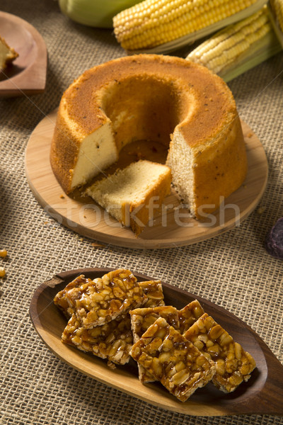 Mesa torta palomitas papa festival decoración Foto stock © paulovilela