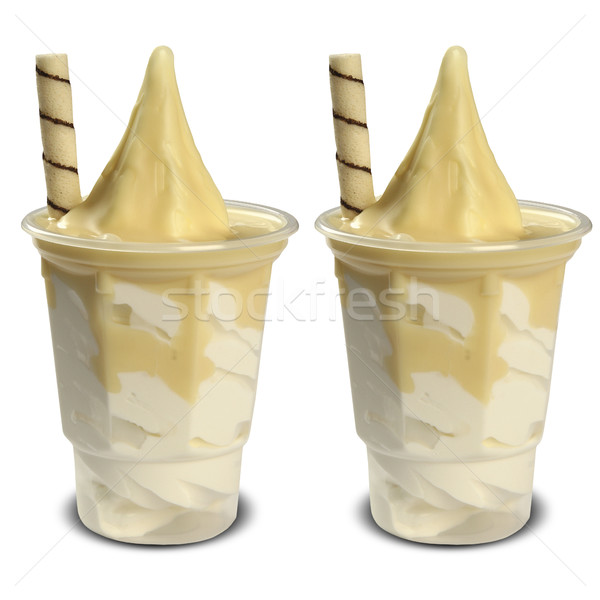 мороженое с фруктами мороженым Кубок белый продовольствие стекла Сток-фото © paulovilela