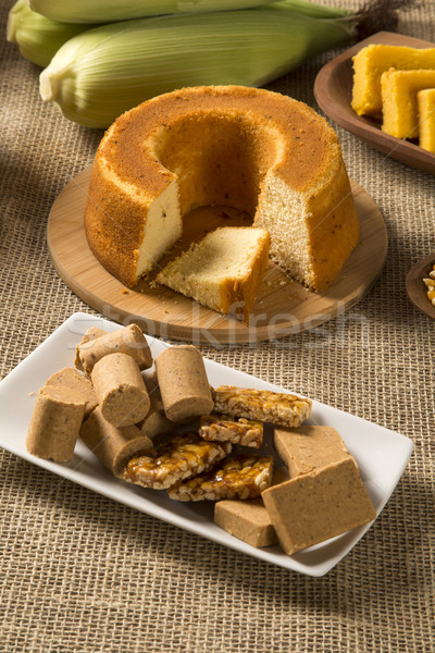 Mesa torta palomitas papa festival decoración Foto stock © paulovilela